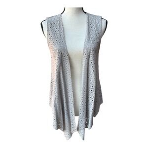 My Tribe Women's Leather Vest Size Small Gray Cutout Open Front Asymetrical